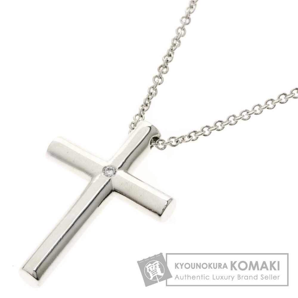 Tiffany Cross Diamond Necklace Silver